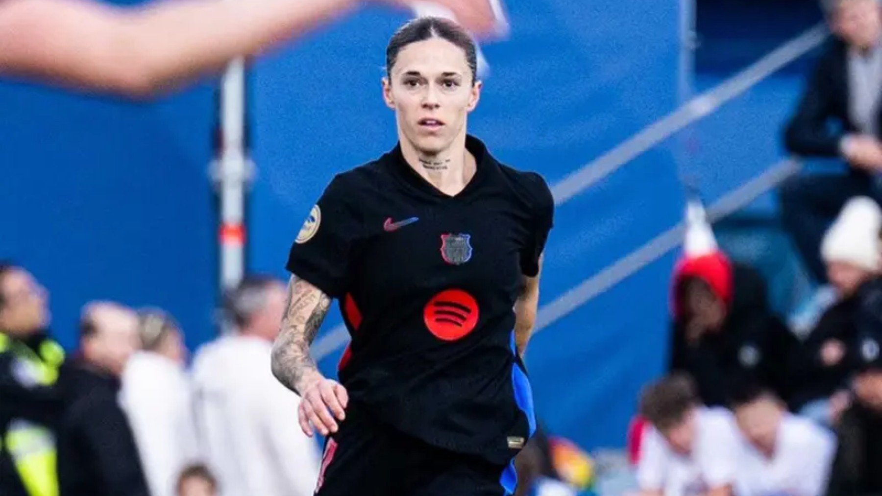 Mapi León durante un partido con el Barça femenino.