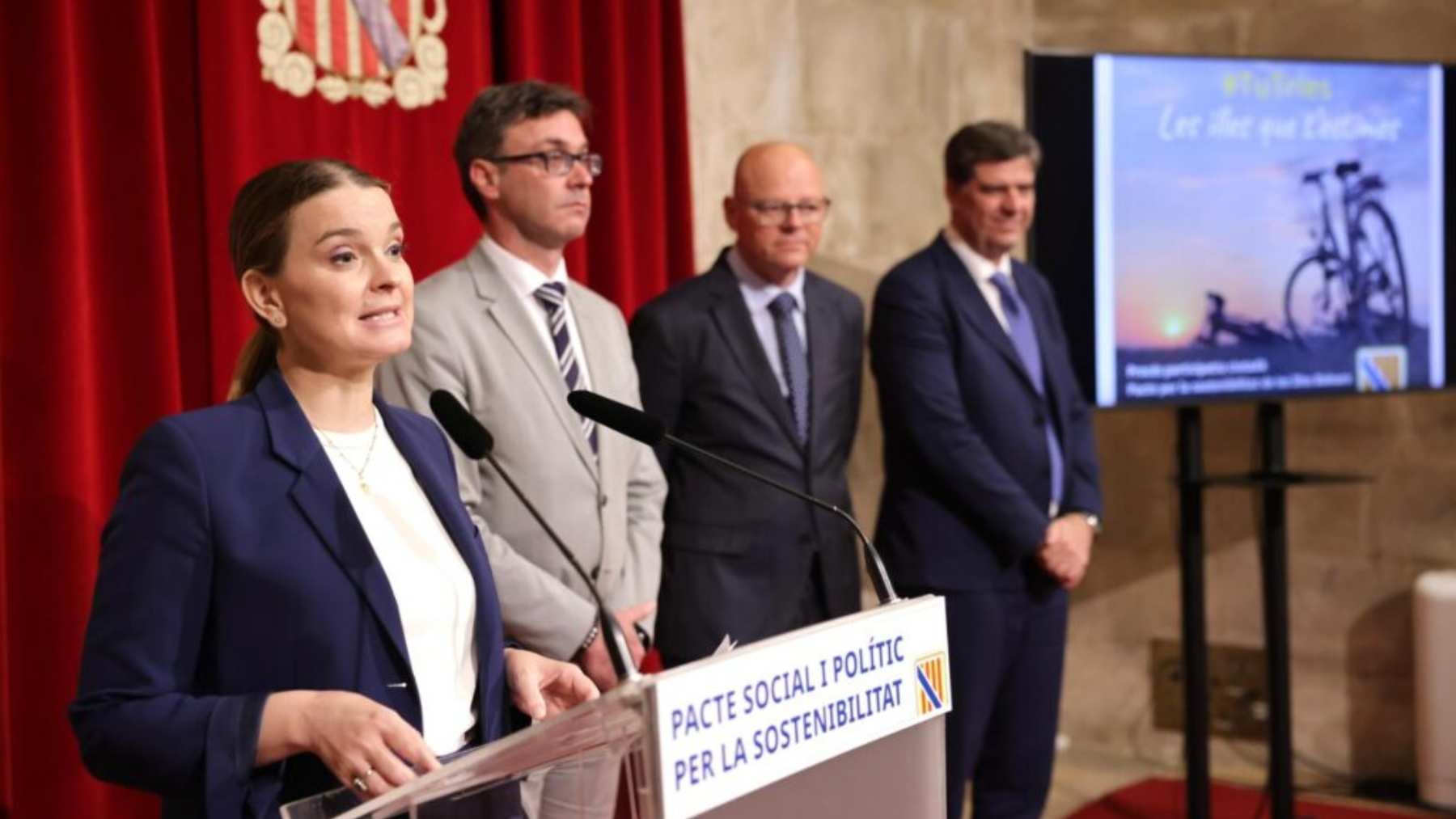 La presidenta, Marga Prohens, en la presentación de la mesa del Pacto por la Sostenibilidad.