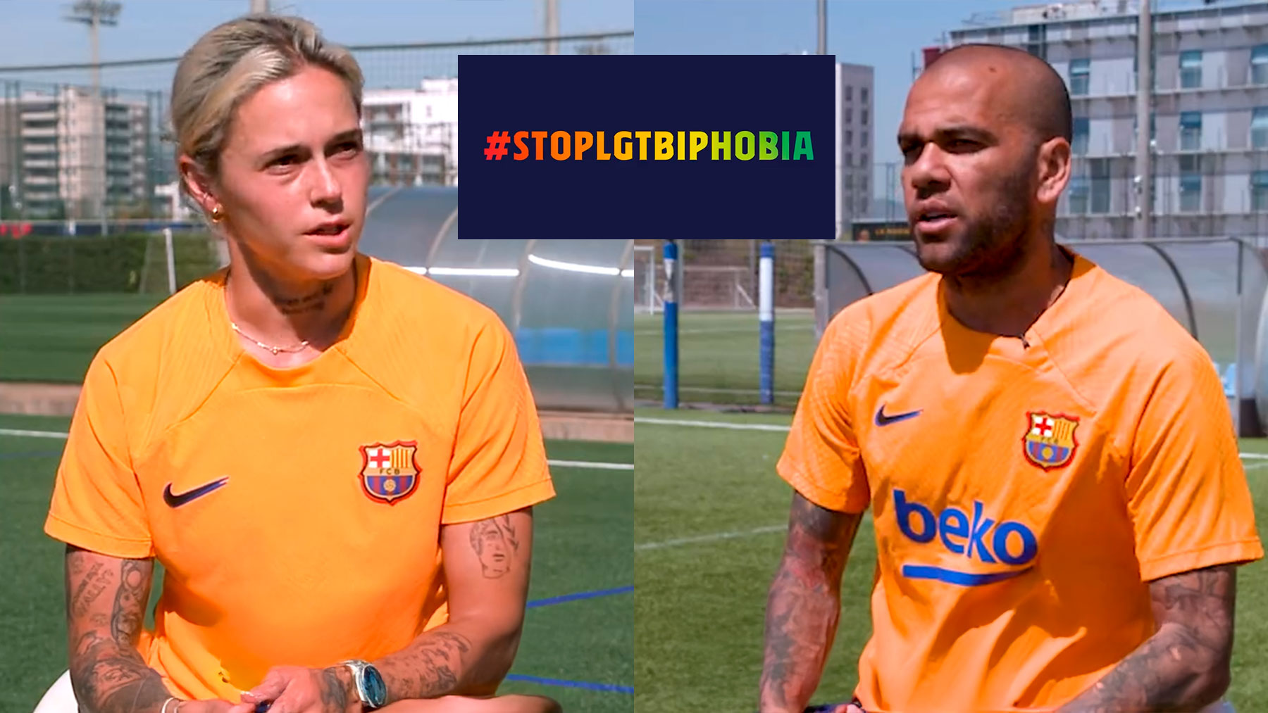 Mapi León y Dani Alves fueron elegidos por el Barcelona como imagen contra el acoso