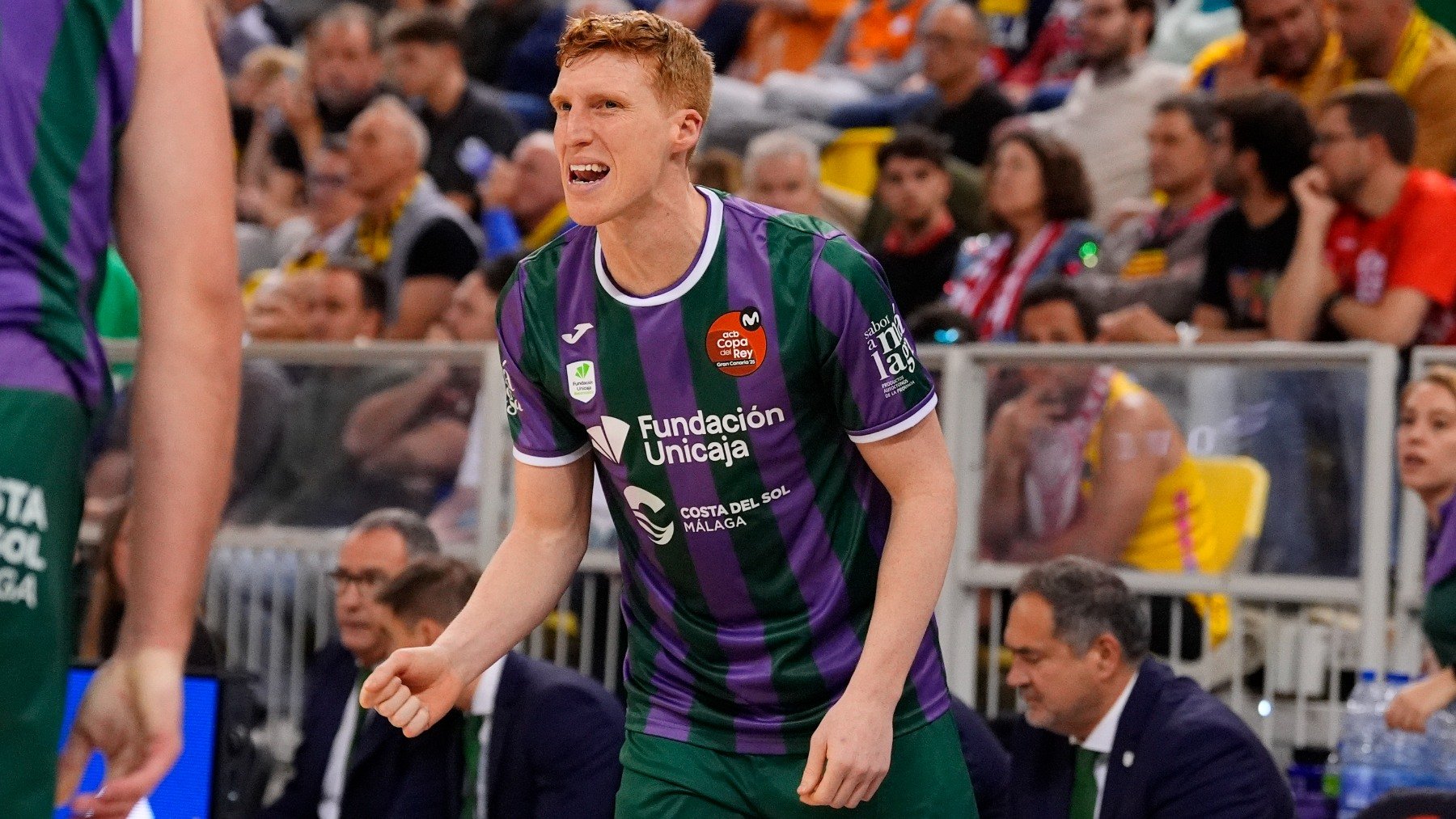 Alberto Díaz celebra un punto en el Unicaja-Tenerife. (ACB)