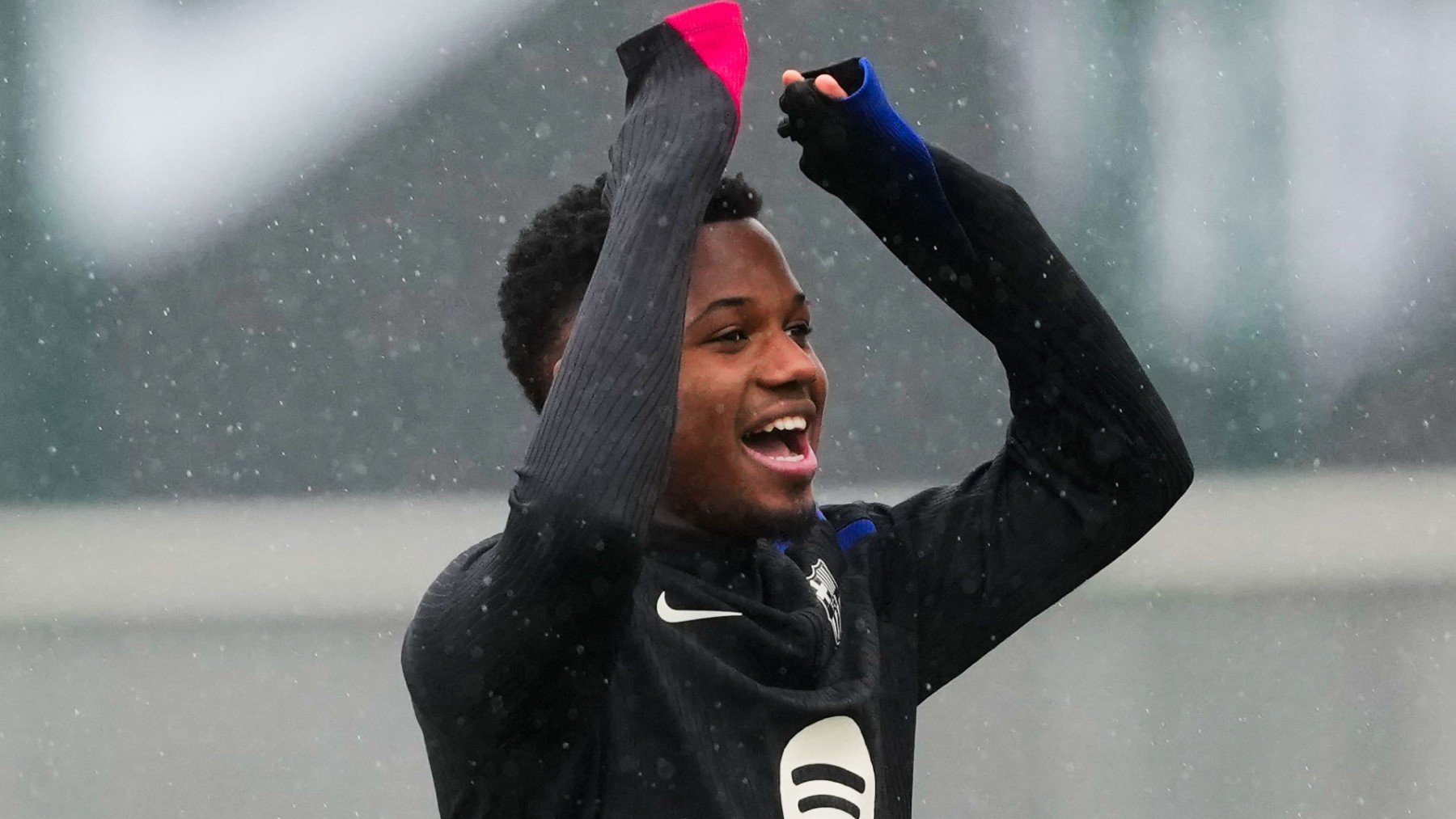 Ansu Fati, durante un entrenamiento con el Barcelona esta temporada. (EFE)