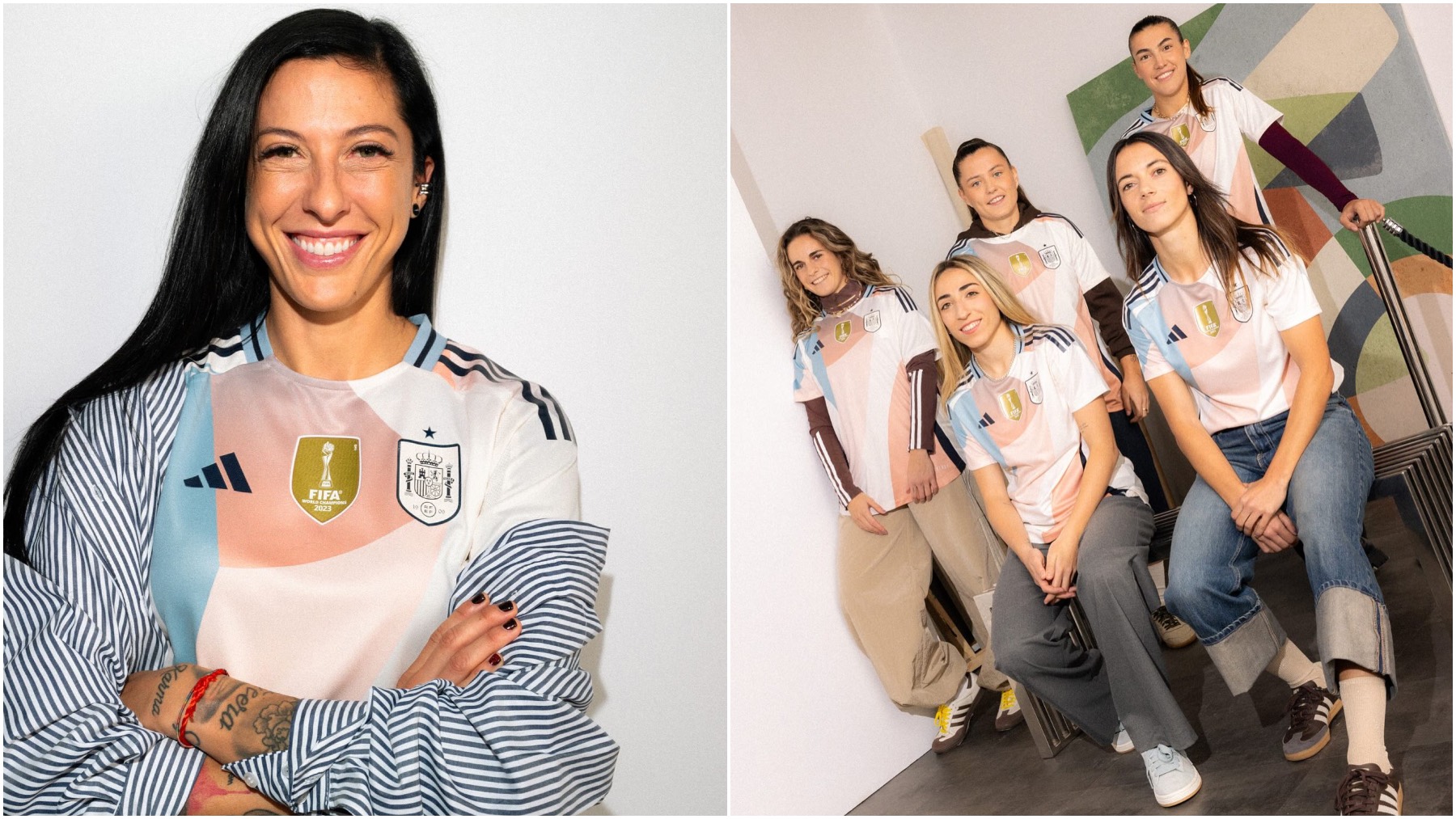 Jenni Hermoso, entre las jugadoras que promocionan las nuevas equipaciones de la selección femenina. (@adidas_es)