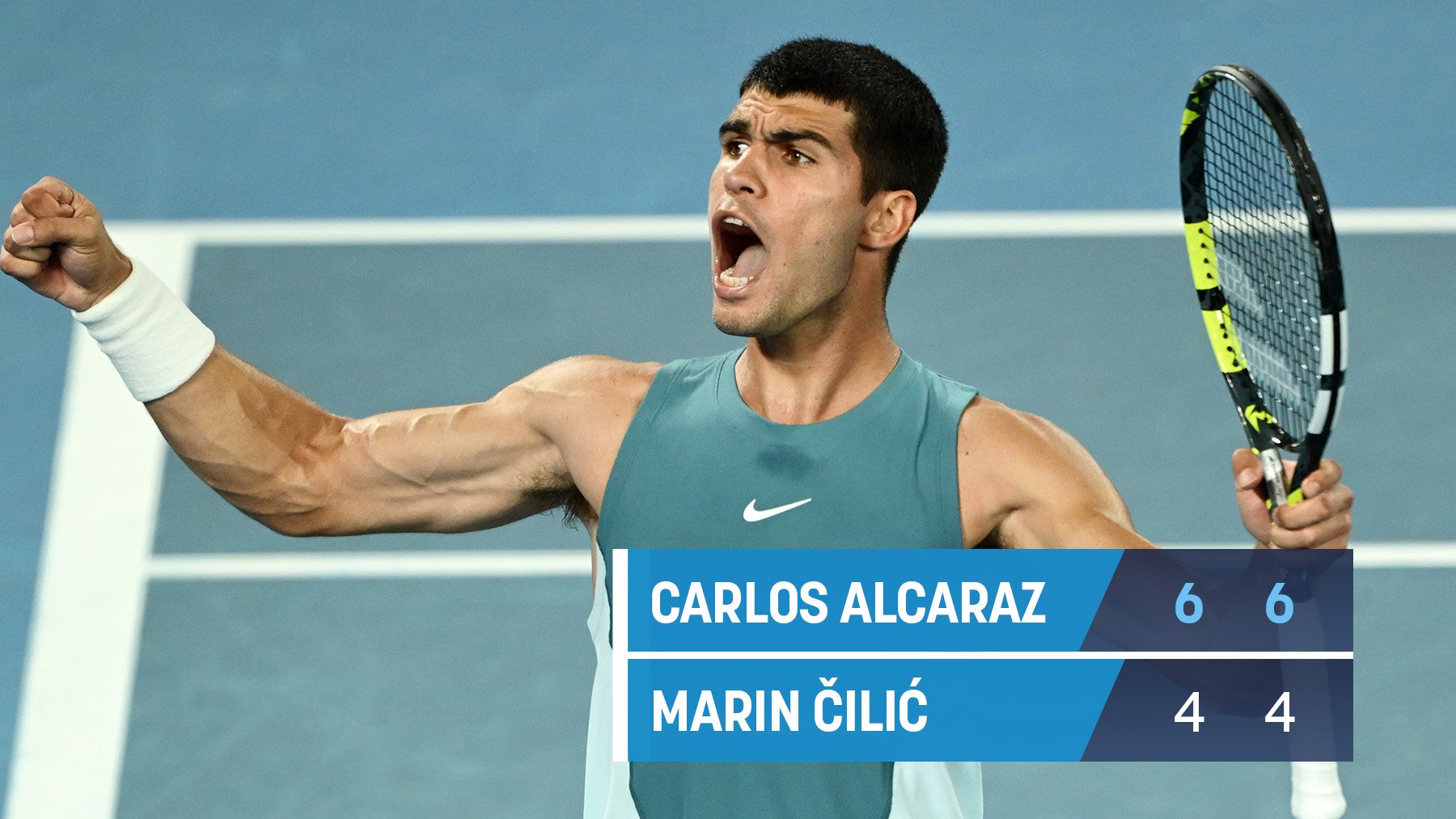 Carlos Alcaraz celebra su triunfo. (Getty)