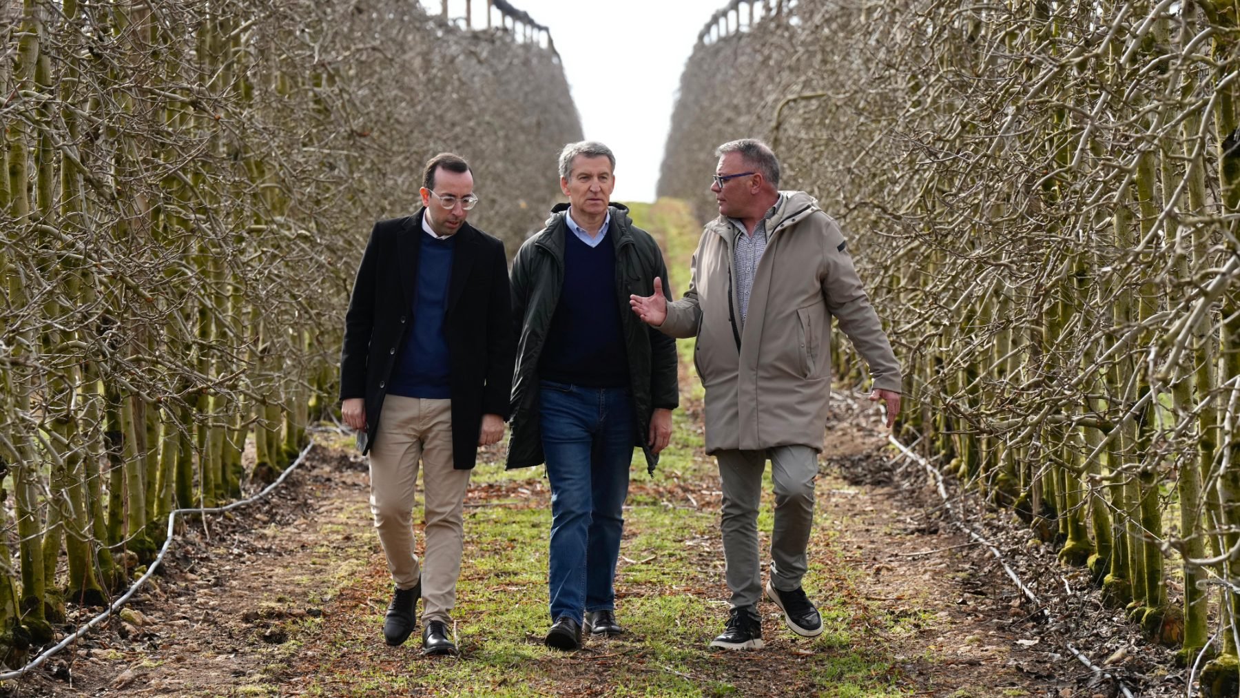 Feijóo la semana pasada en una plantación en Lérida. (Foto: PP)