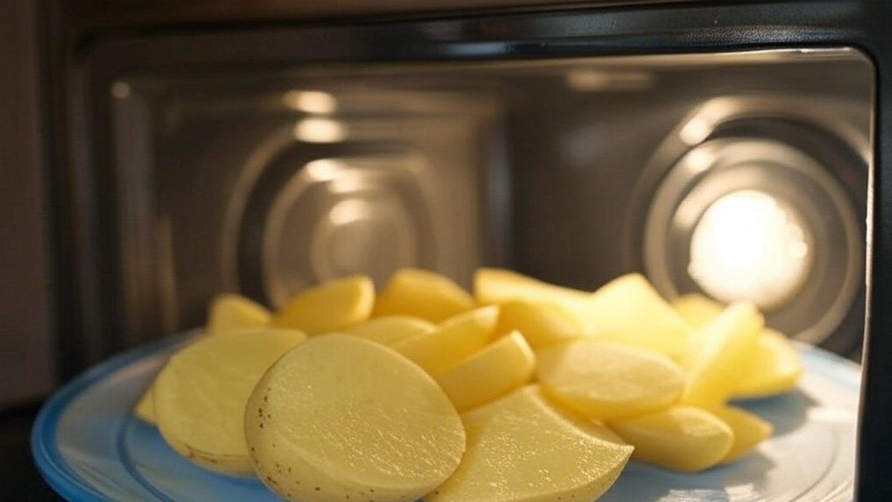 Patatas dentro de un microondas. Foto: ilustración propia.