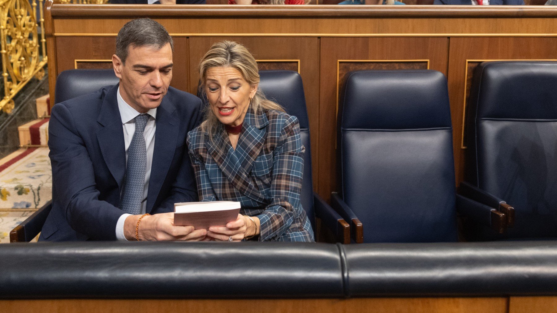 Yolanda Díaz y Pedro Sánchez en el Congreso. (EP)