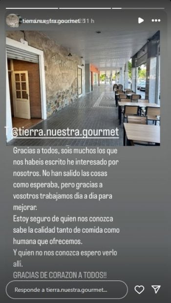 Comunicado del restaurante Tierra Nuestra tras su aparición en Batalla de restaurantes (Atresmedia).