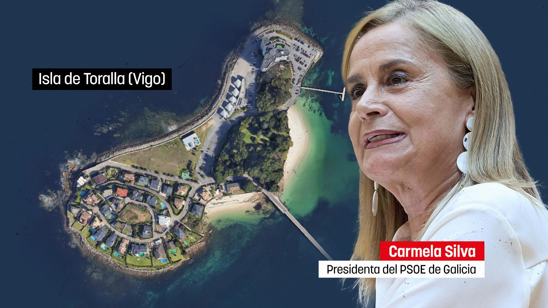 La presidenta del PSOE gallego vive en una isla privada de concesión pública que incumple la Ley de Costas