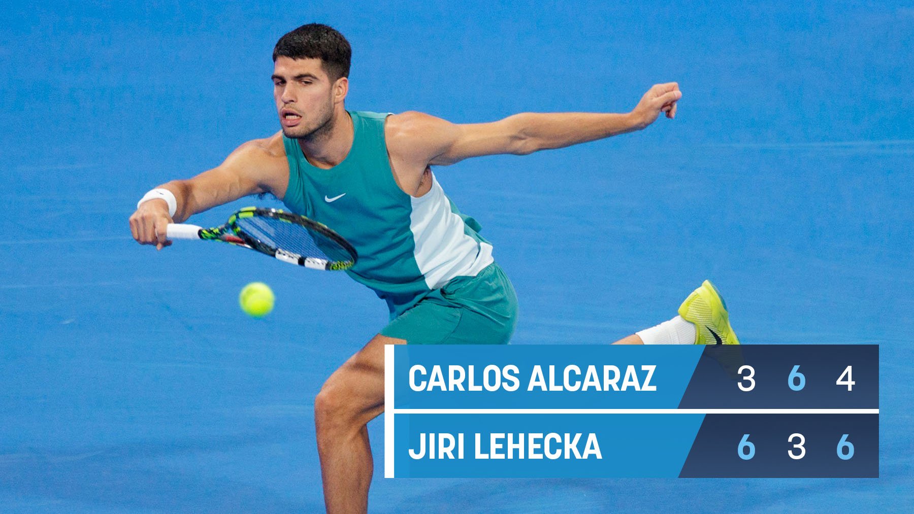 Alcaraz, durante el partido ante Lehecka. (EP)