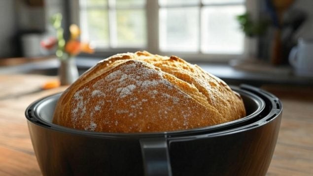 pan en freidora de aire, masa casera, bollería