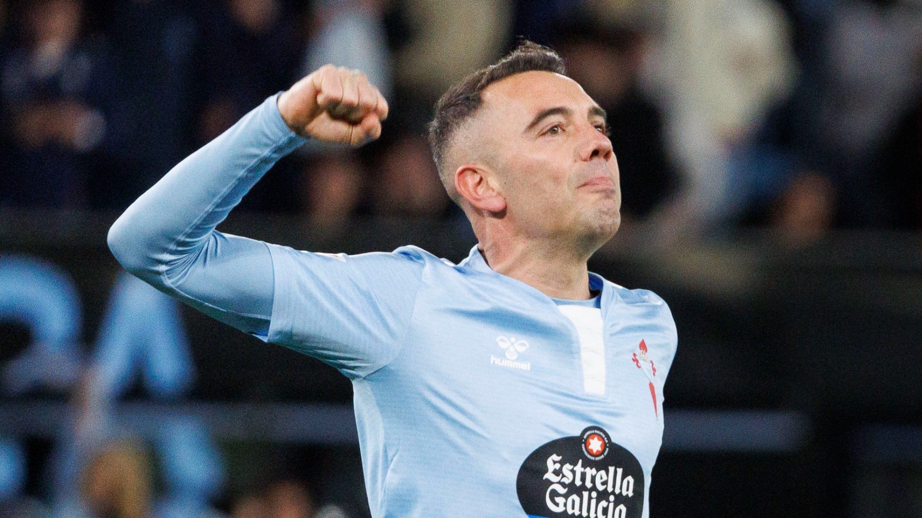 Iago Aspas celebra el gol con el Celta de Vigo.