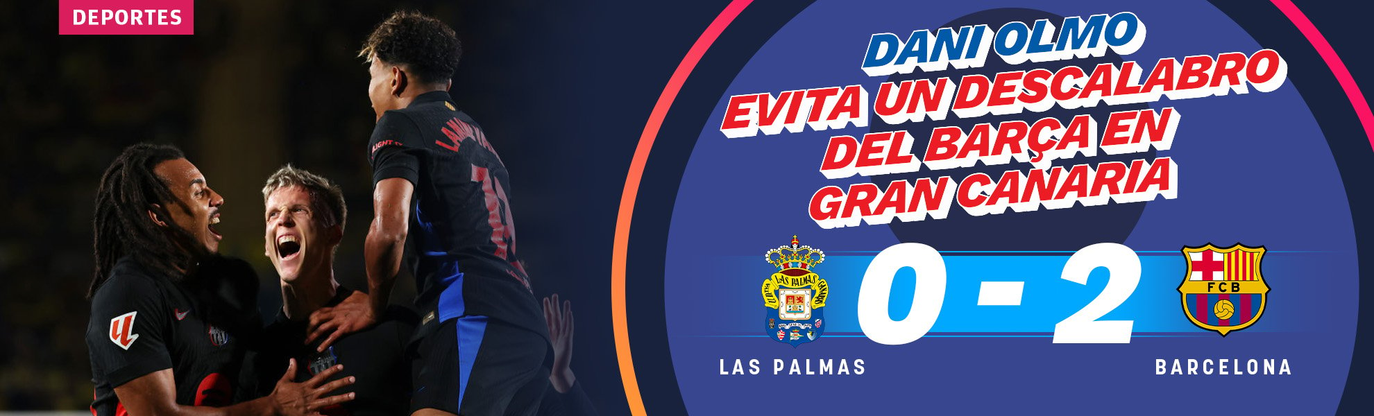 Las Palmas - Barcelona: Dani Olmo evita un descalabro del Barça en Gran Canaria