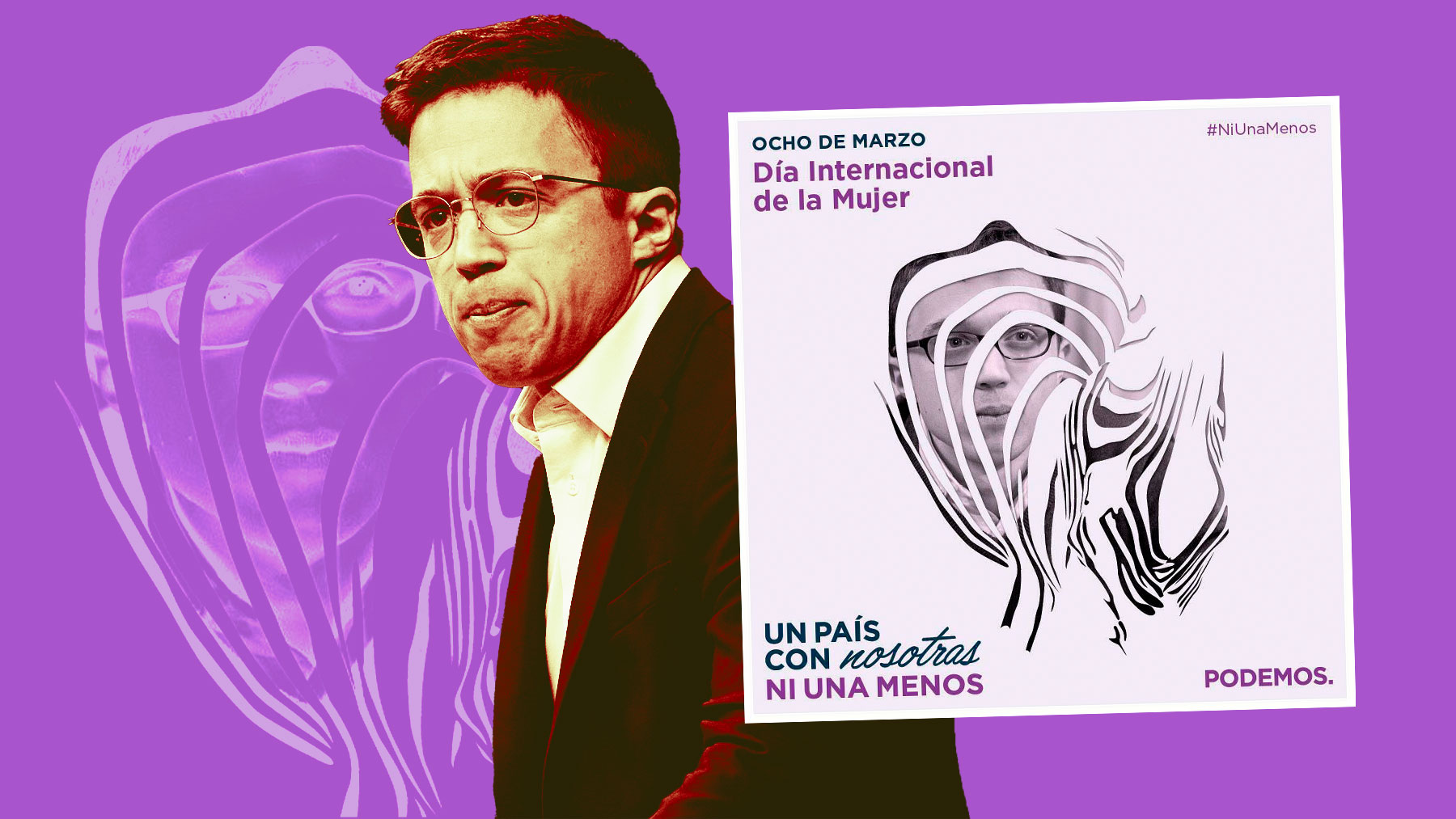 Las feministas de Podemos eligieron a Errejón como icono de la mujer para los carteles del 8M en 2016