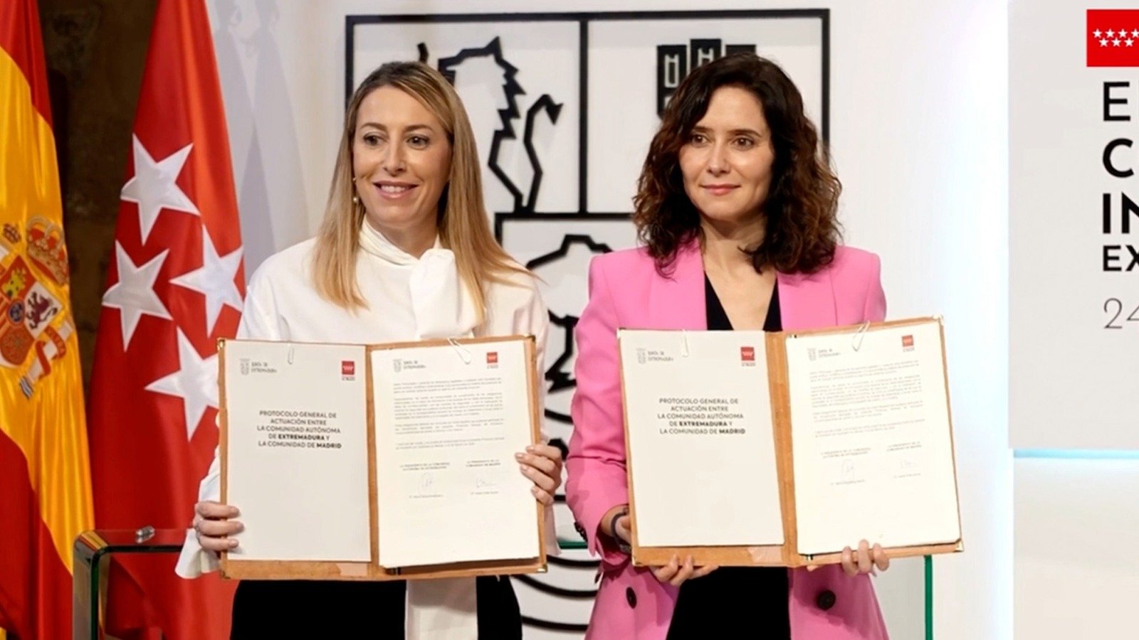 Isabel Díaz Ayuso, presidenta de la Comunidad de Madrid y María Guardiola, presidenta extremeña.