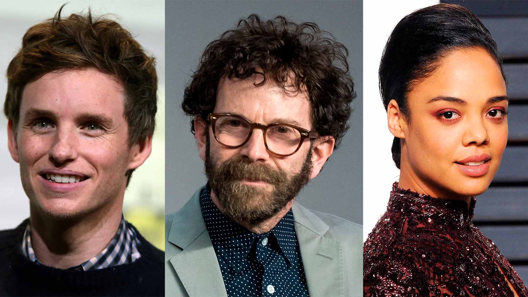 Eddie Redmayne, Charlie Kaufman y Tessa Thompson.