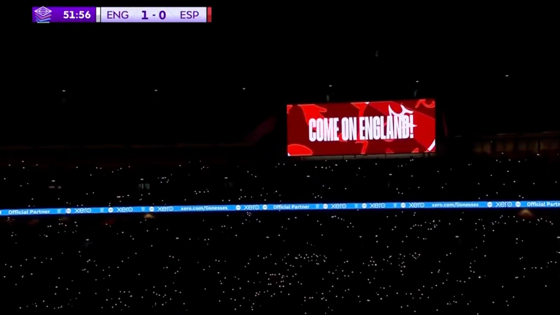 El estadio de Wembley durante el apagón. (TVE)