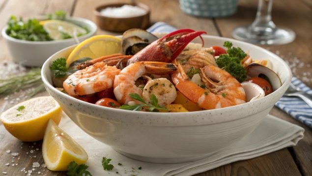 Plato de mariscos, mariscos, comida, trucos