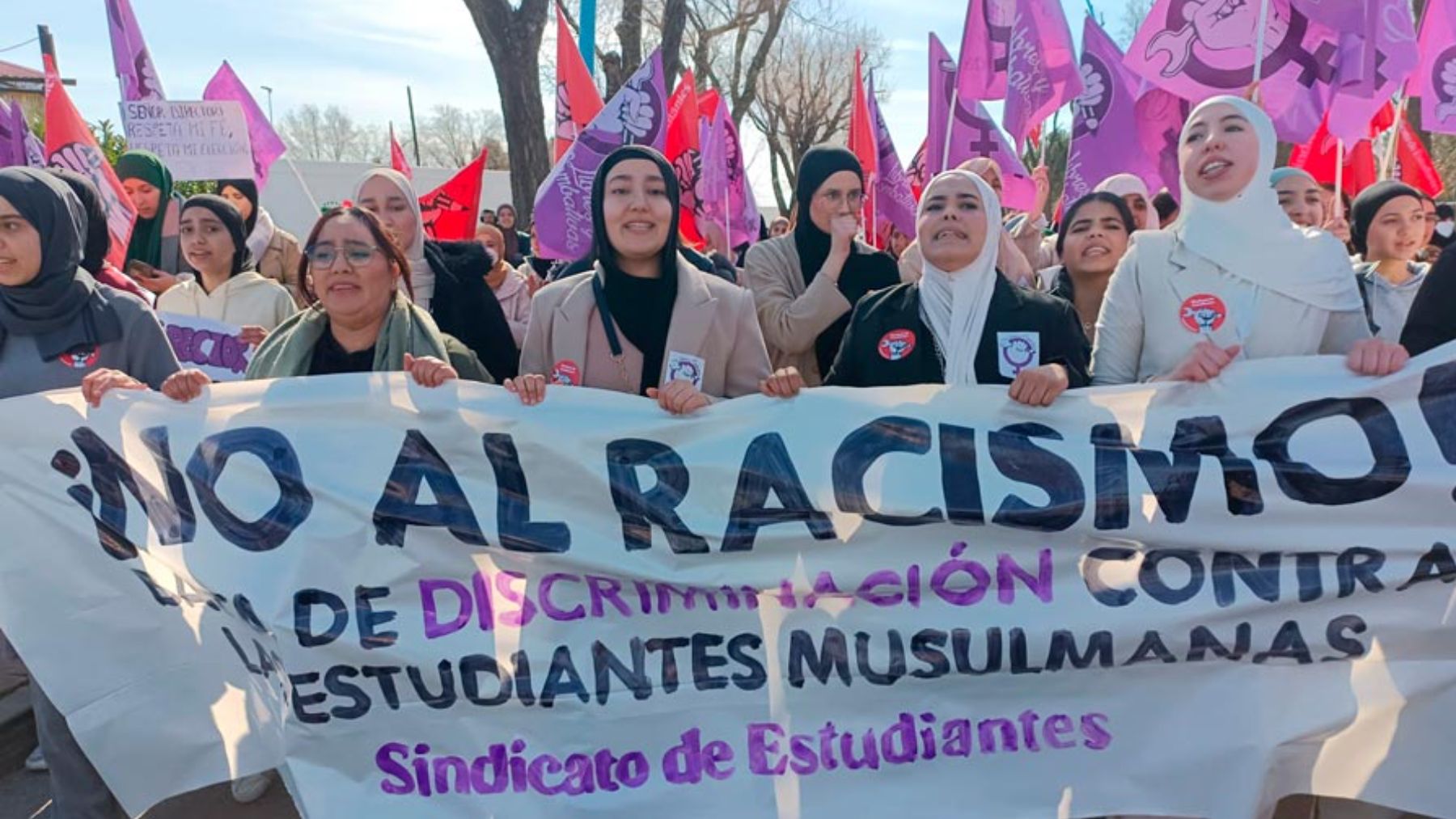 Protesta de estudiantes musulmanas en Parla. (Sindicato de Estudiantes)