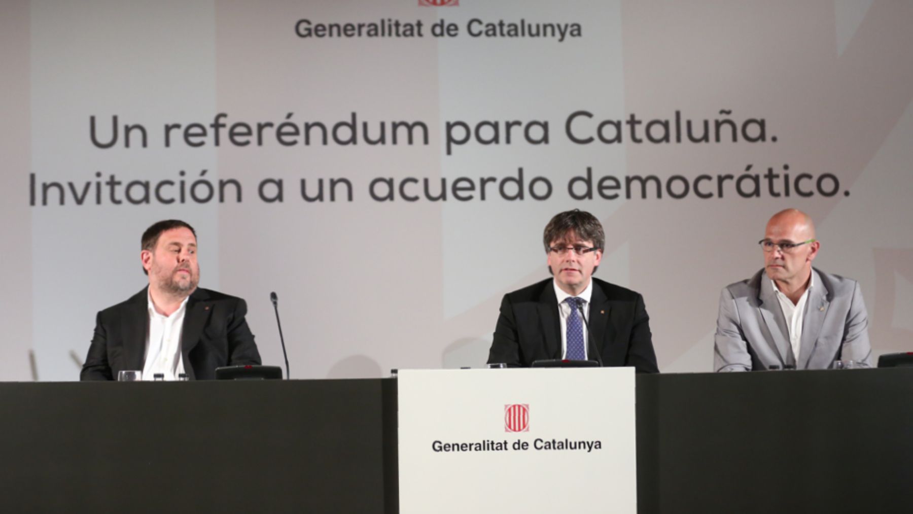 Oriol Junqueras, Carles Puigdemont y Raül Romeva. (EP)