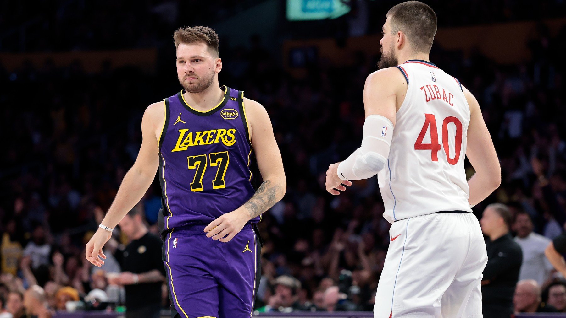 Luka Doncic, durante el derbi de LA contra los Clippers. (Getty)