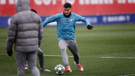 Correa, en el entrenamiento de hoy.