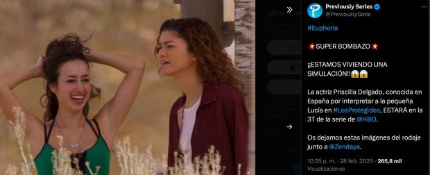 Priscilla Delgado con Zendaya en las grabaciones de 'Euphoria'. (X)