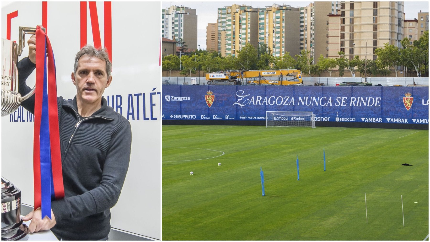 Jon Andoni Goikoetxea y las instalaciones del Real Zaragoza. (EFE)