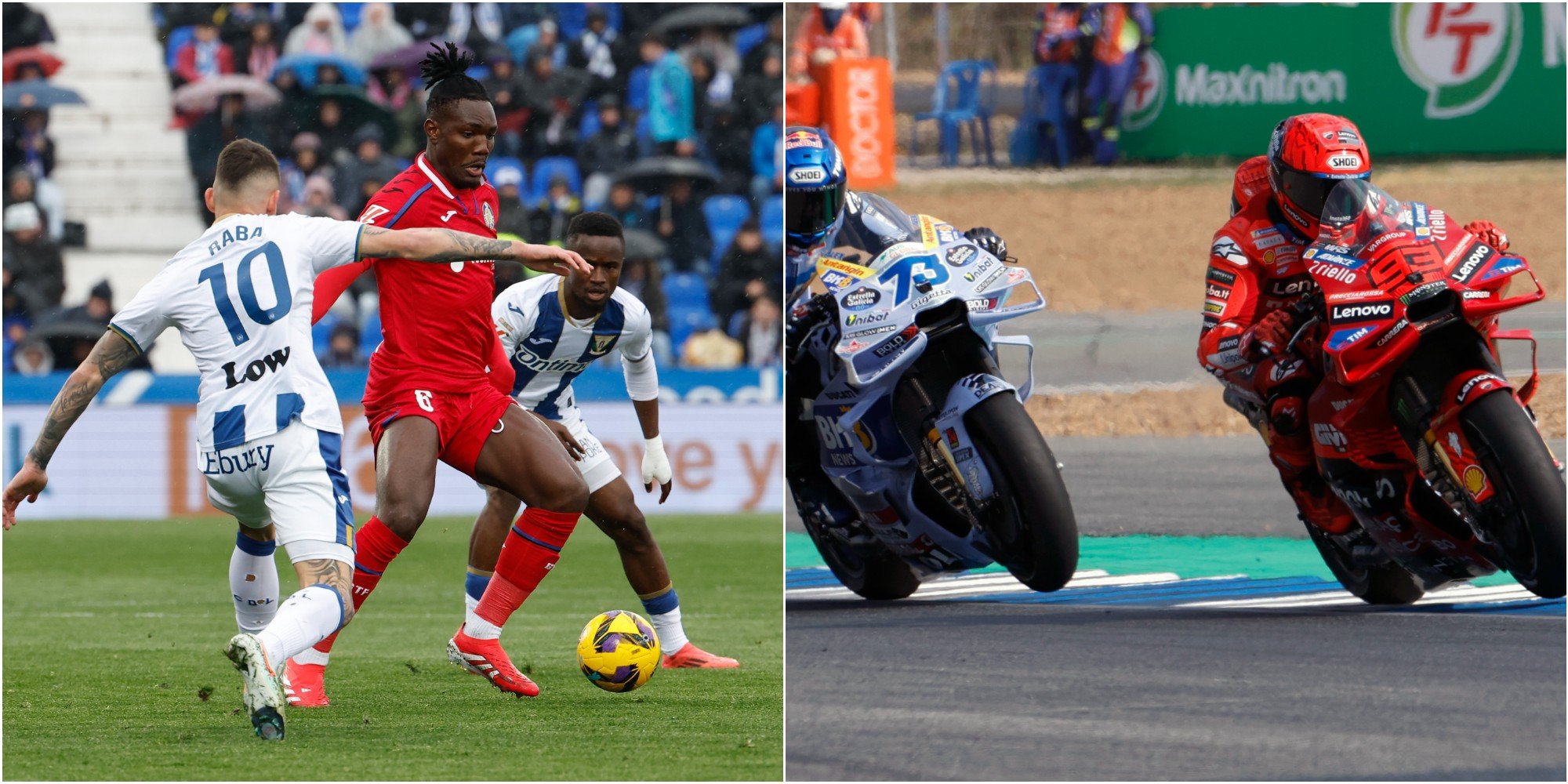 El Leganés-Getafe de la Liga y MotoGP. (EFE)