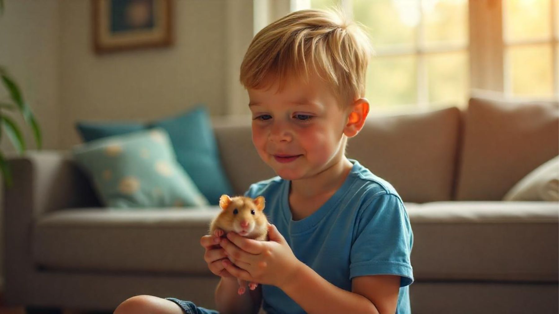 Un niño con un hámster. Foto: Freepik IA