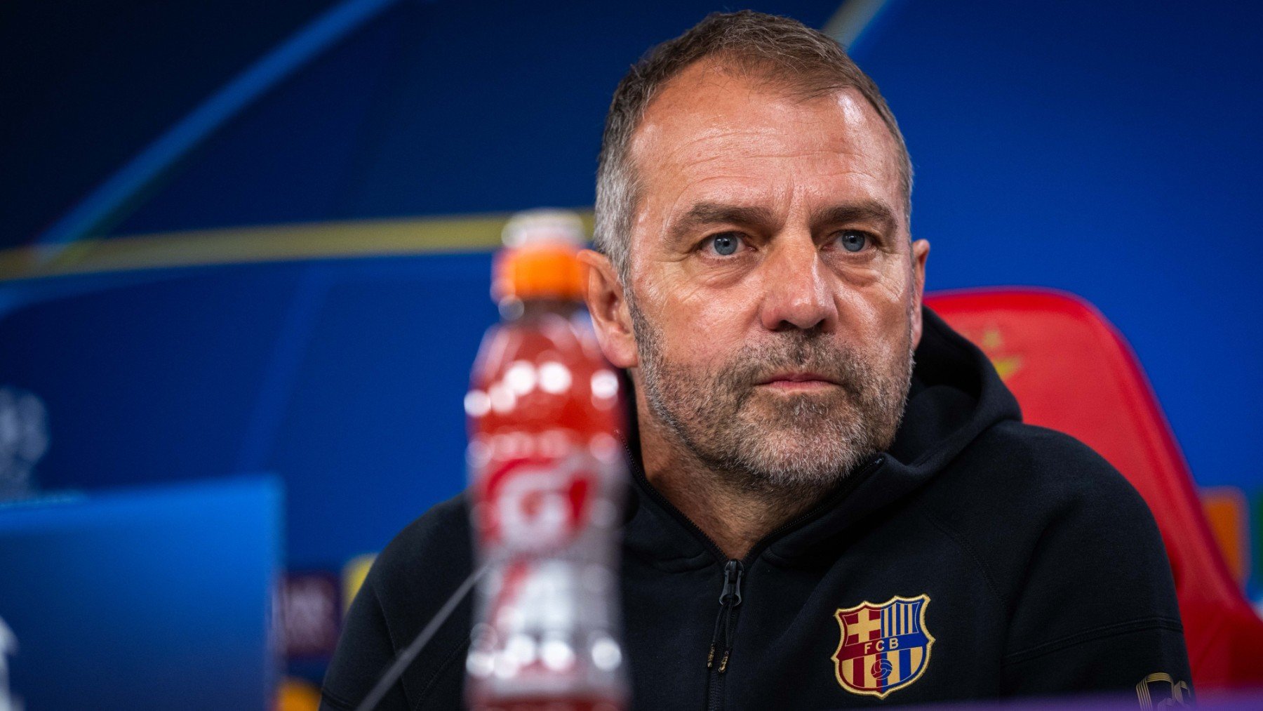 Hansi Flick durante la rueda de prensa previa al partido de Champions League. (fcbarcelona.cat)