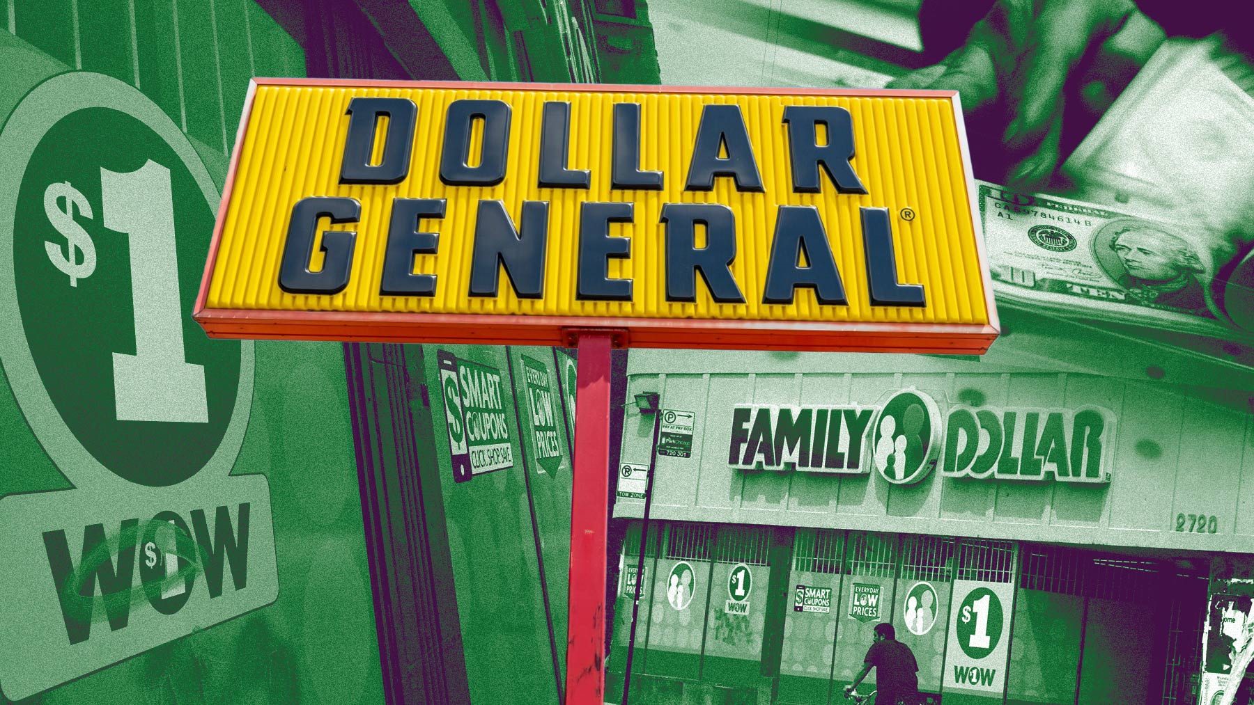 Dollar General y Dollar Tree, los gigantes de ‘todo a cien’ en Estados Unidos. Getty Images / Montaje de OkDiario.