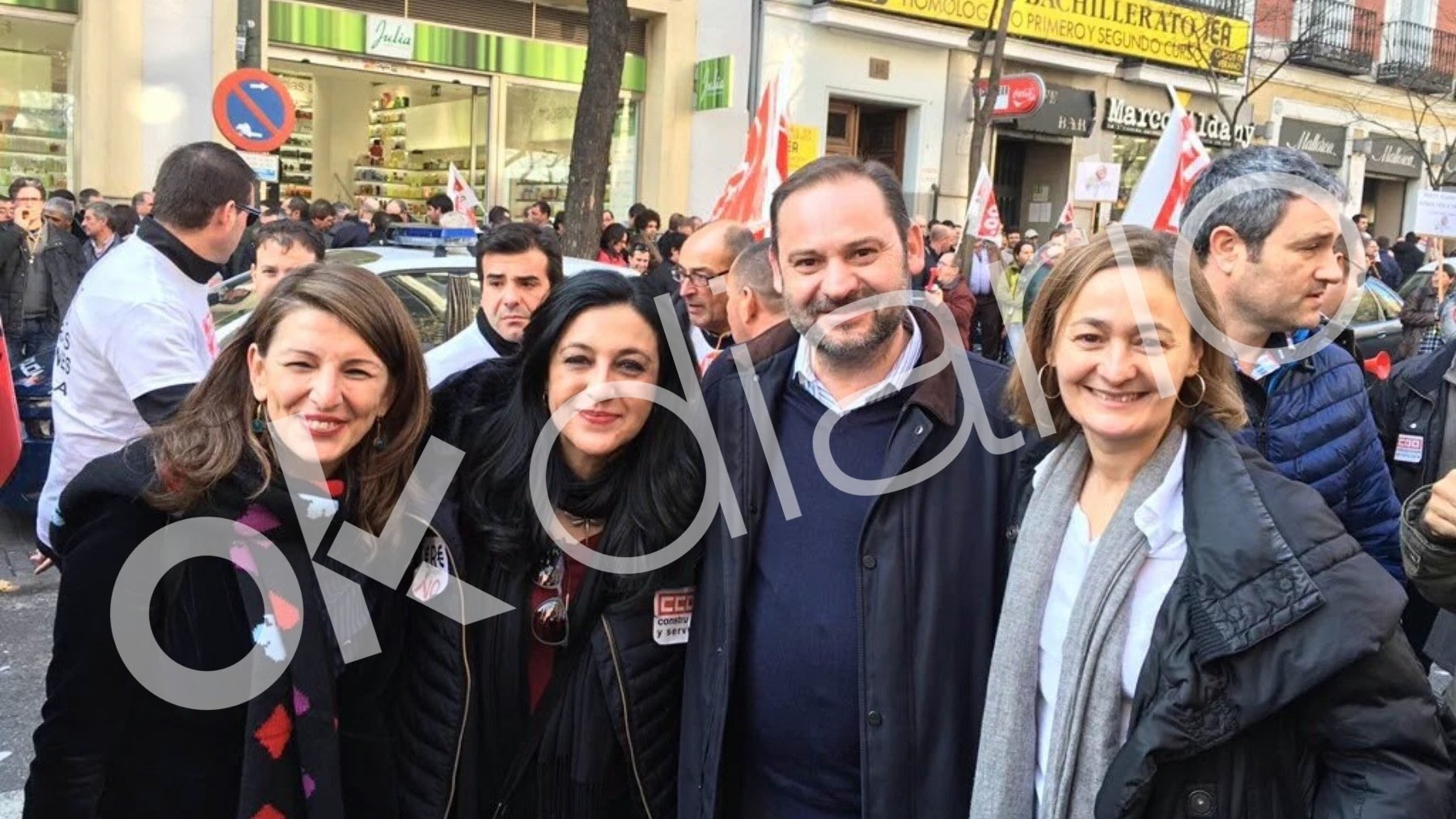 Ábalos en una manifestación contra despidos en Tragsatec en 2016.