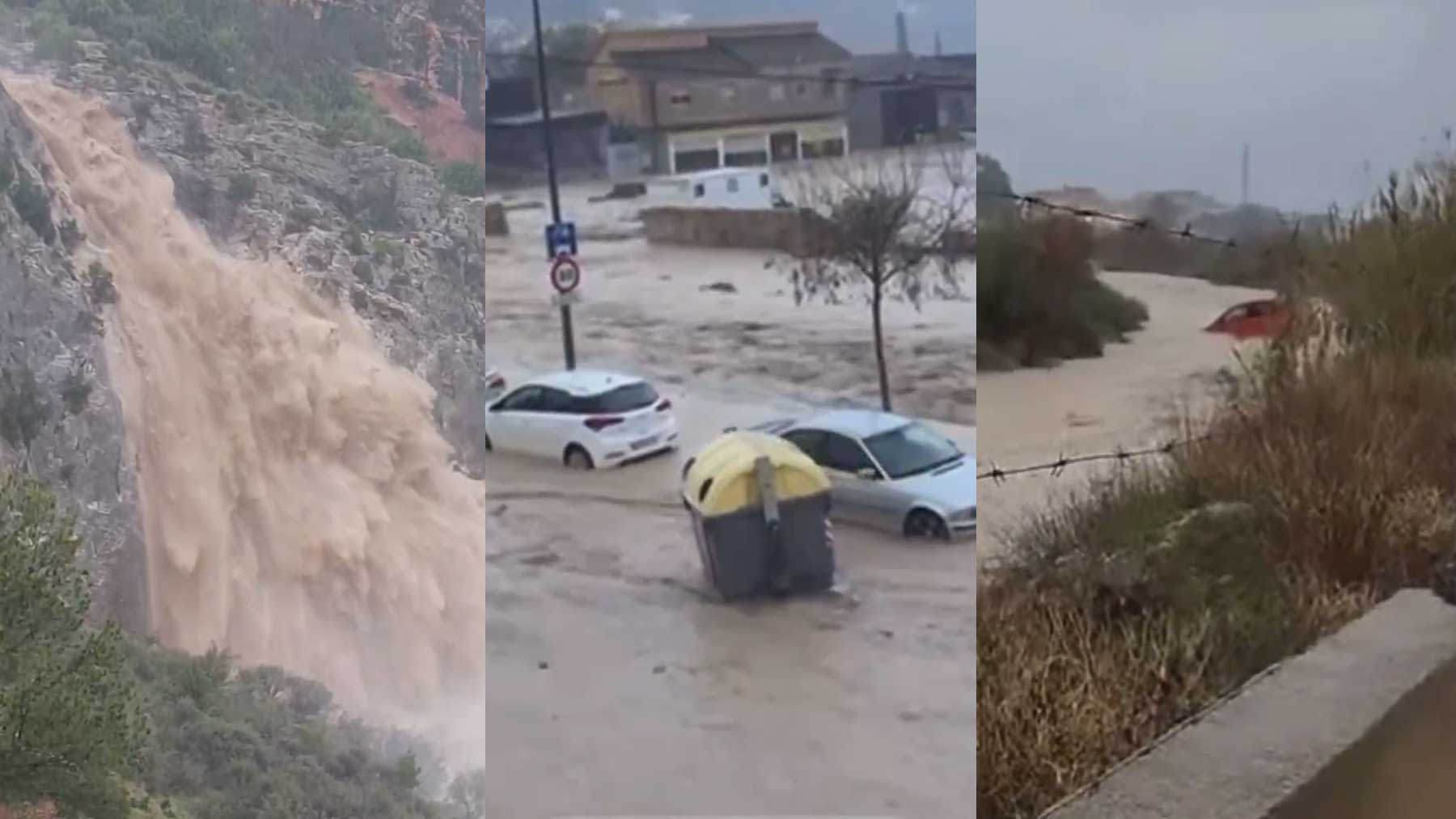 Caos en Murcia: cauces desbordados por las lluvias y calles inundadas