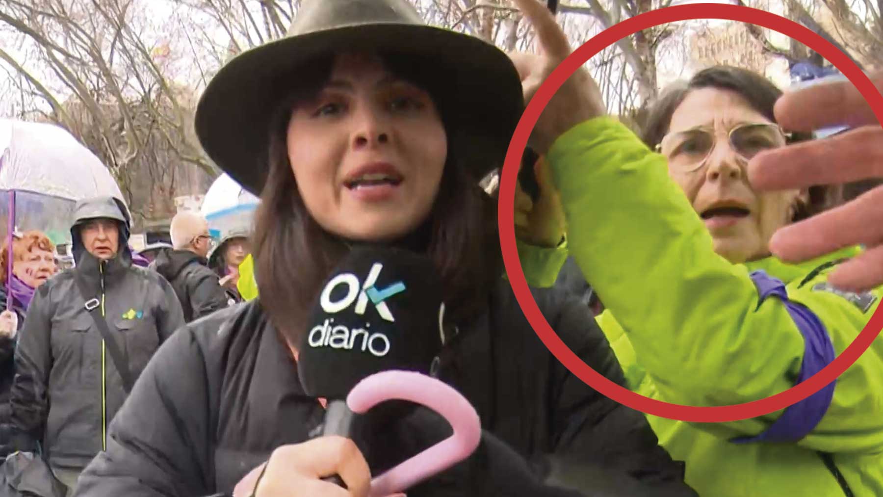 El momento en que las esbirras de Irene Montero intentan echar a la reportera de OKDIARIO