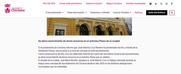 Web del Ayuntamiento de Chiclana.