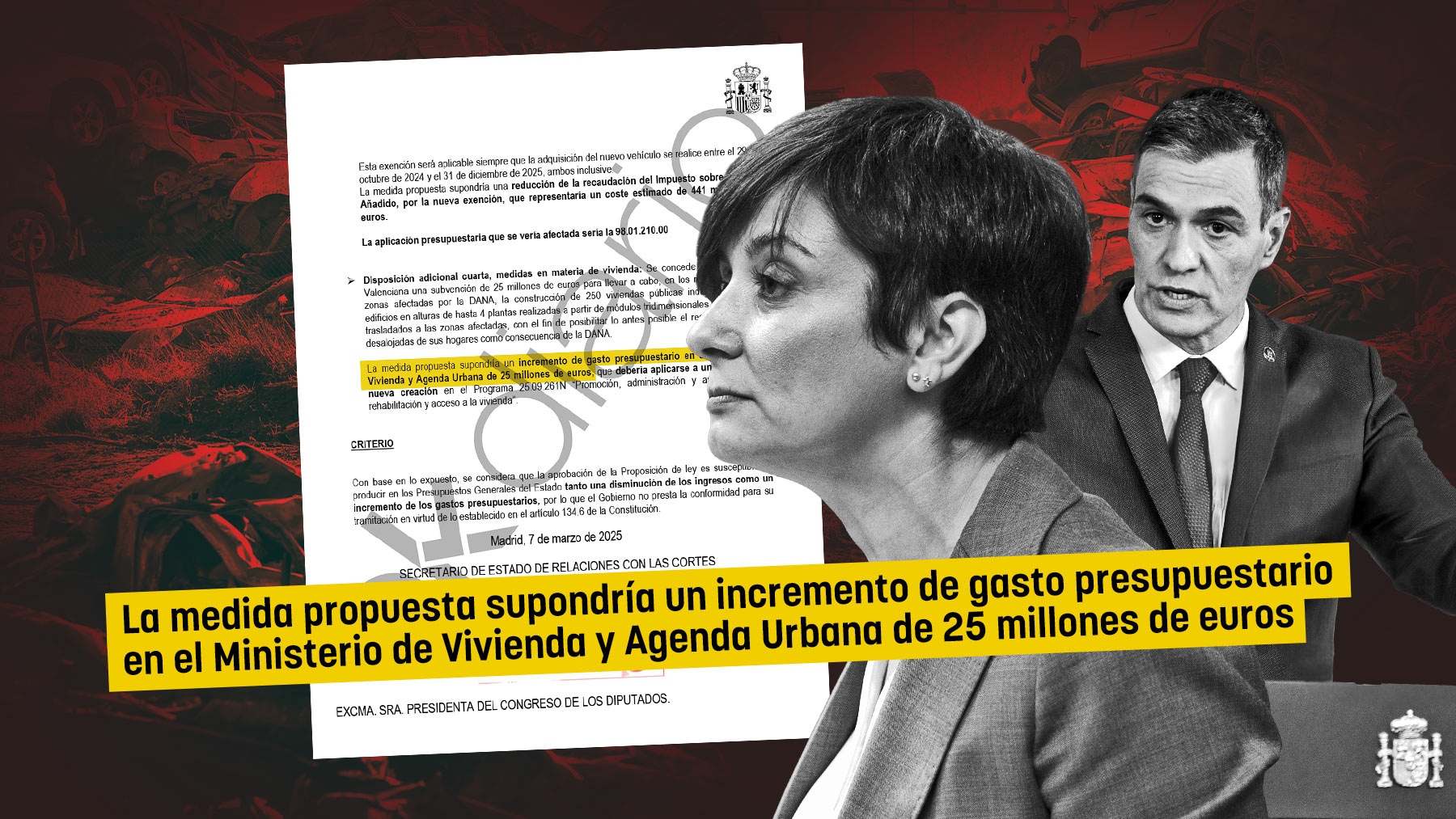 Isabel Rodríguez, Sánchez y el veto del Gobierno.