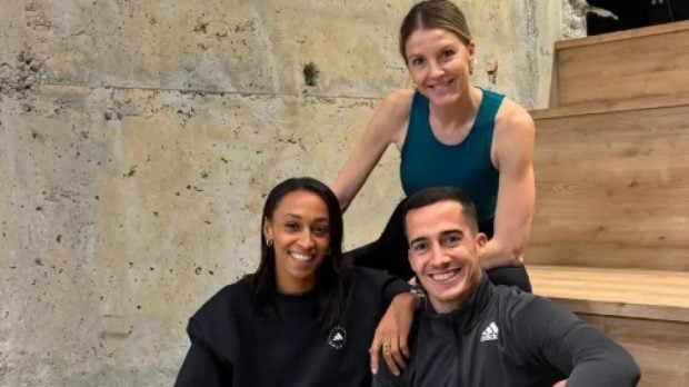 Ana Peleteiro junto a Crys Díaz y Lucas Vázquez, con los que es propietaria de un gimnasio en La Coruña (Instagram).