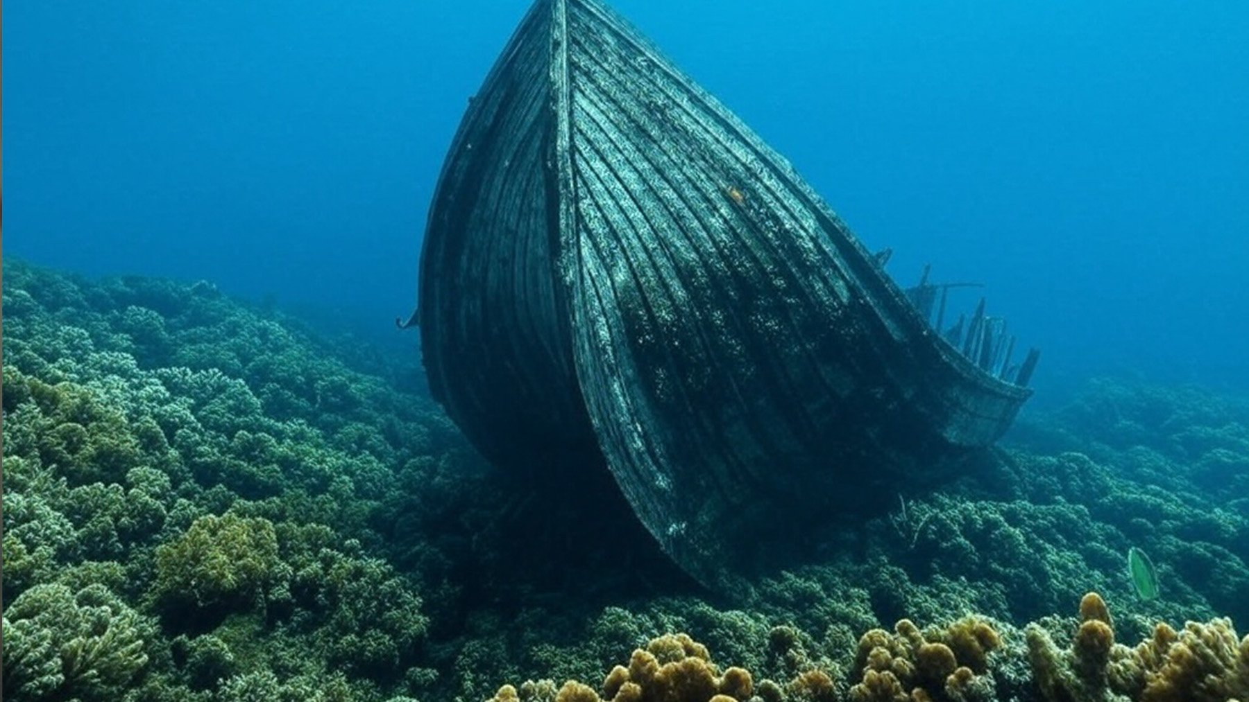 Ilustración de un barco vikingo hundido. Foto: ilustración propia.