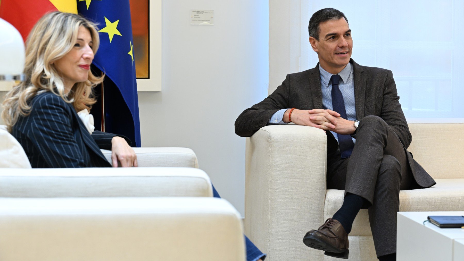 Yolanda Díaz y Pedro Sánchez, gasto militar