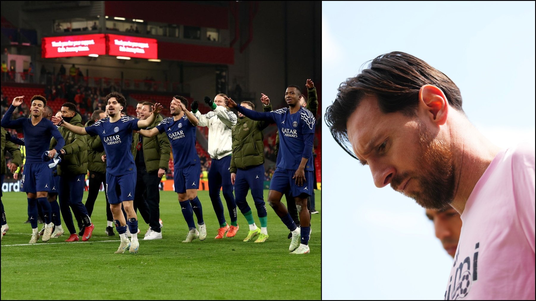 La celebración del PSG en Anfield y Leo Messi.