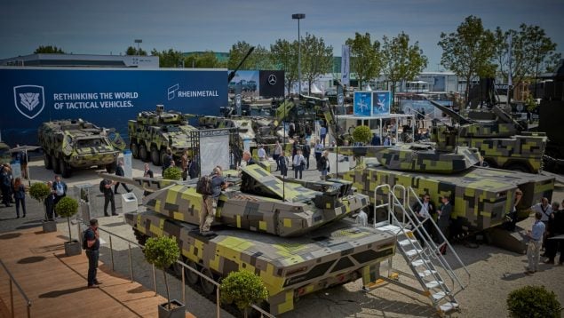 El stand de Rheinmetall en la Exposición Internacional de Defensa y Seguridad Eurosatory el 14 de junio de 2022 en París, Francia. Kiran Ridley/Getty Images