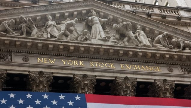 La fachada de la Bolsa de Nueva York en Wall Street. Spencer Platt/Getty Images