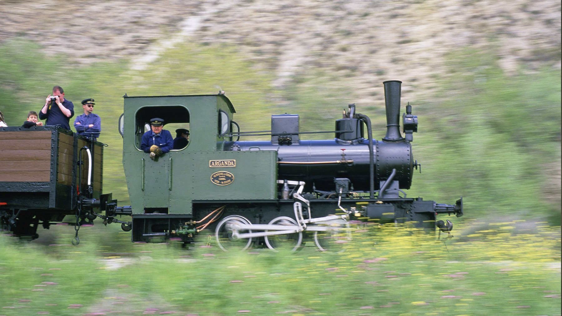 Locomotora de vapor-carbón Arganda. Foto: Carlos Teixidor en Wikimedia Commons.