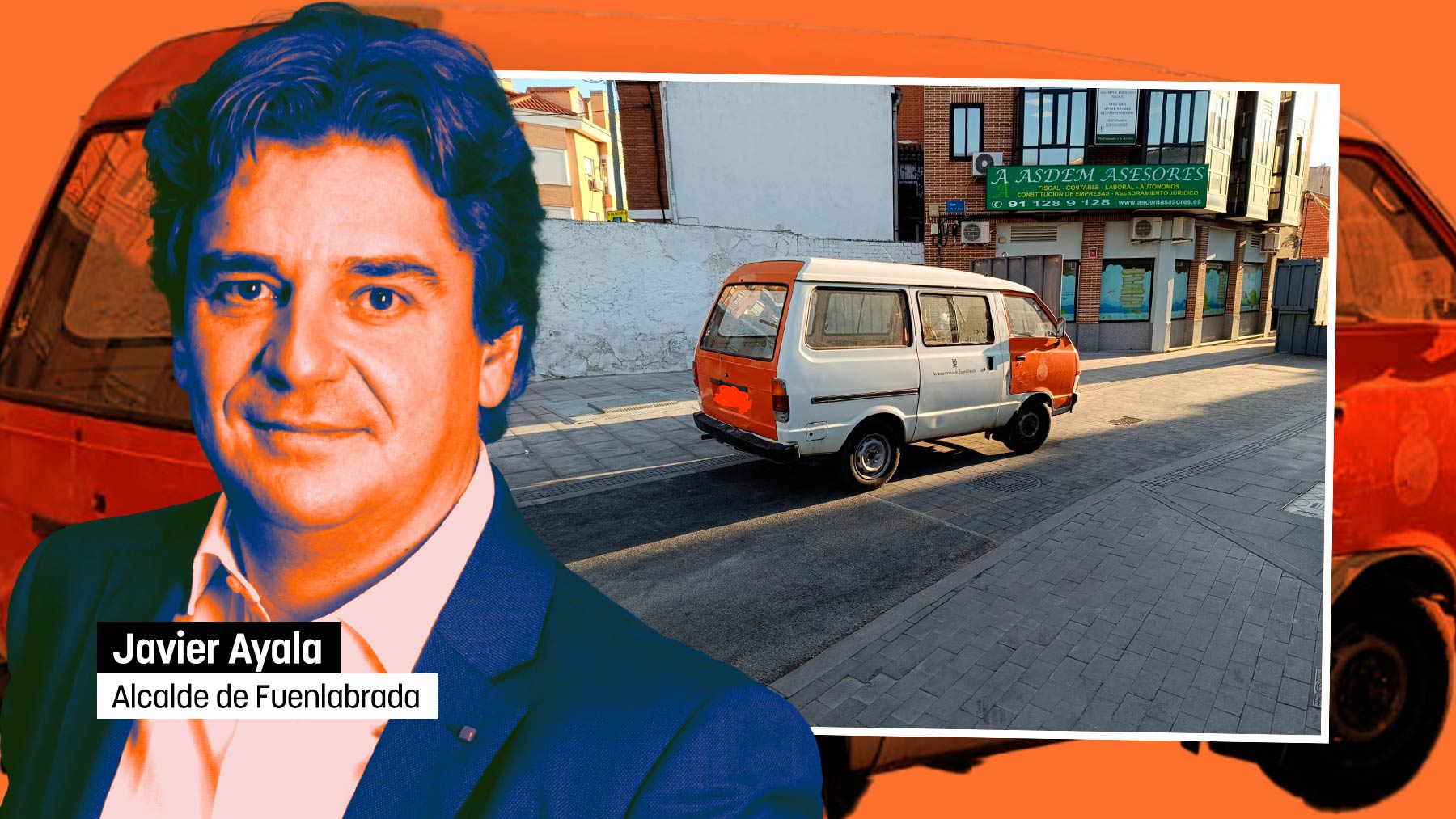 Javier Ayala, alcalde de Fuenlabrada y uno de los coches del Ayuntamiento.