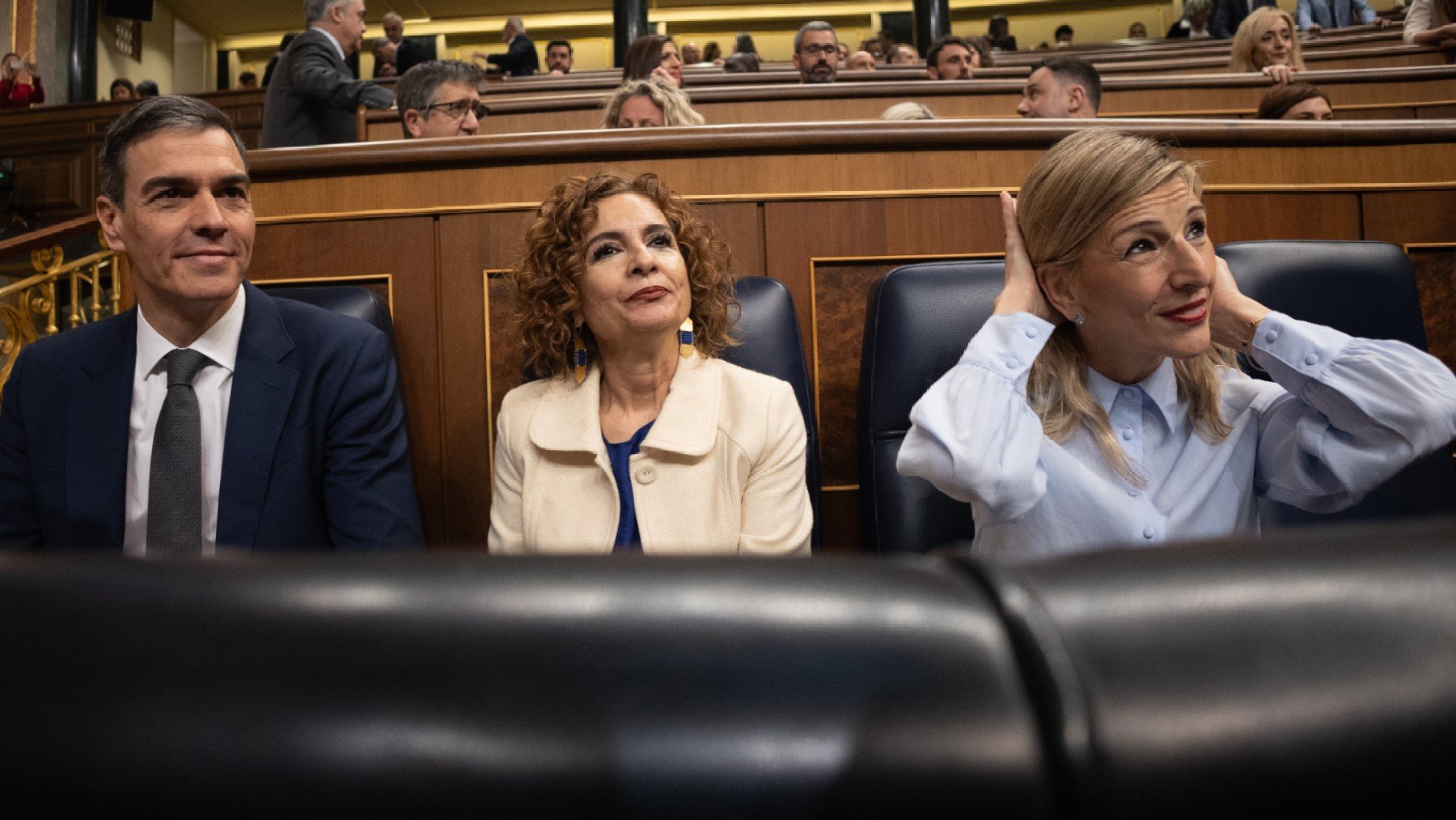 Pedro Sánchez, María Jesús Montero y Yolanda Díaz.