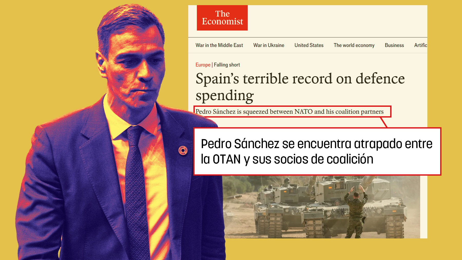 ‘The Economist’ carga contra Sánchez por el gasto en Defensa: «Está acorralado por sus socios»