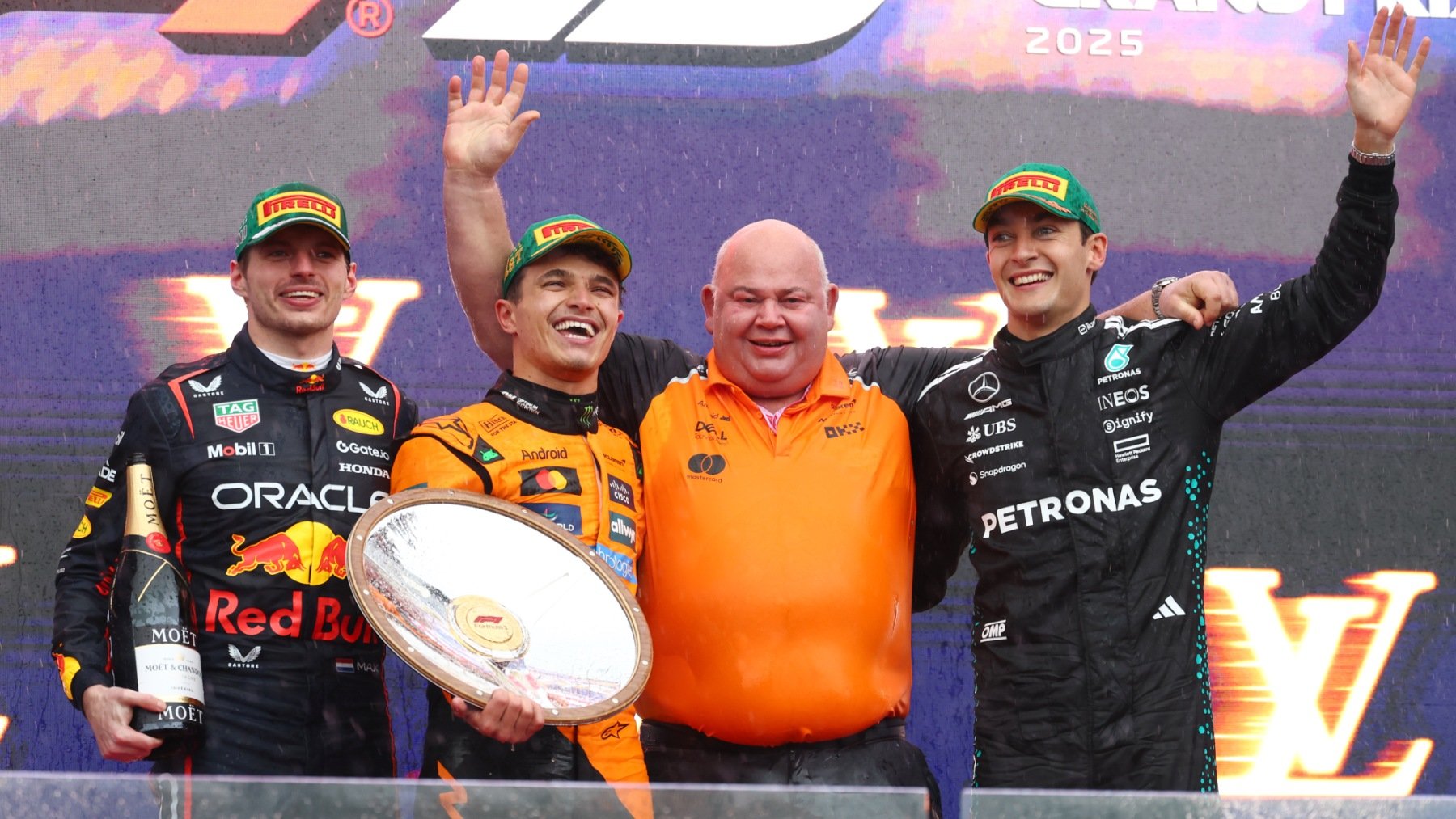 Lando Norris celebra su victoria en Melbourne. (Getty)