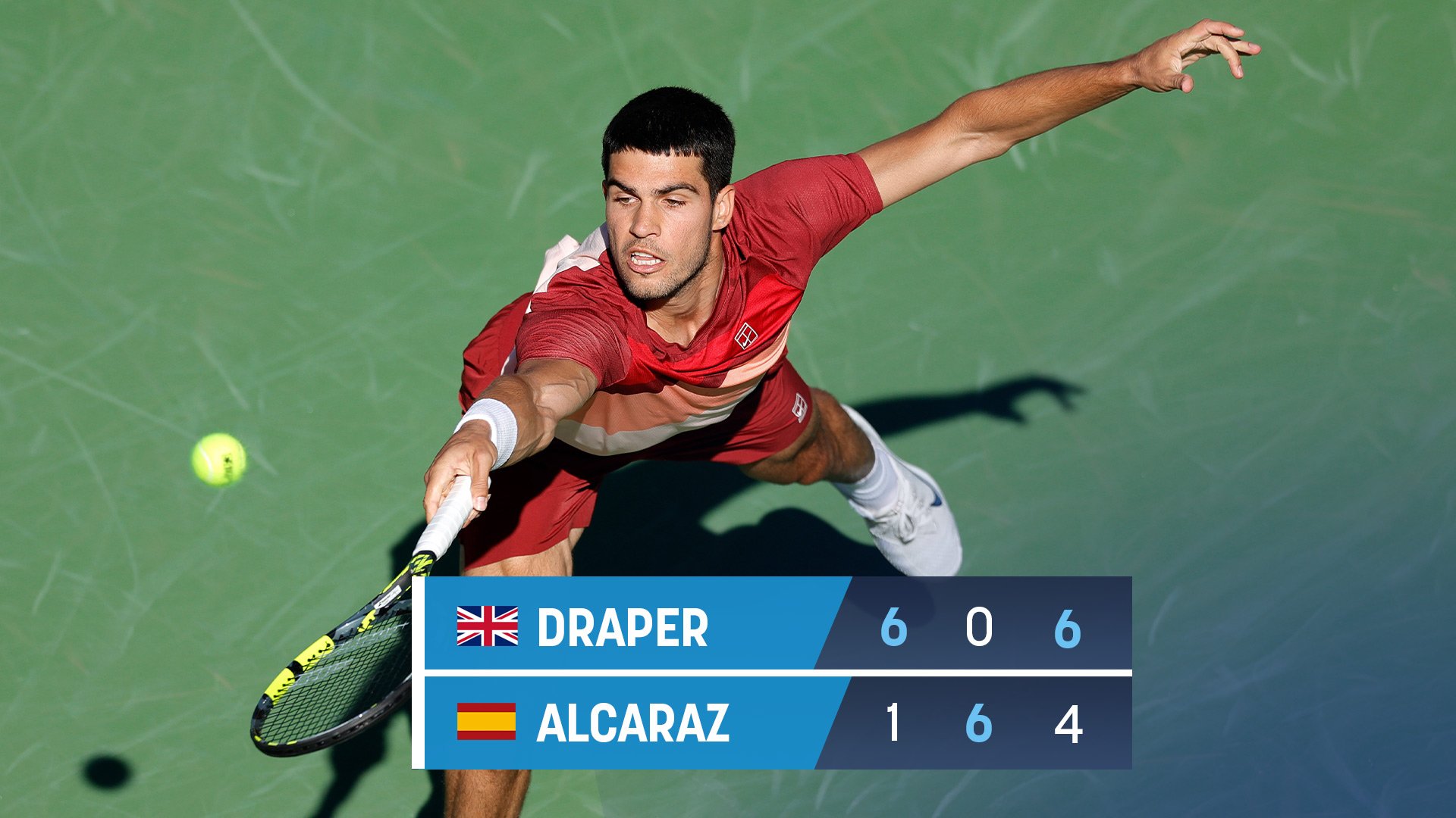 Carlos Alcaraz durante el partido contra Draper. (EFE)