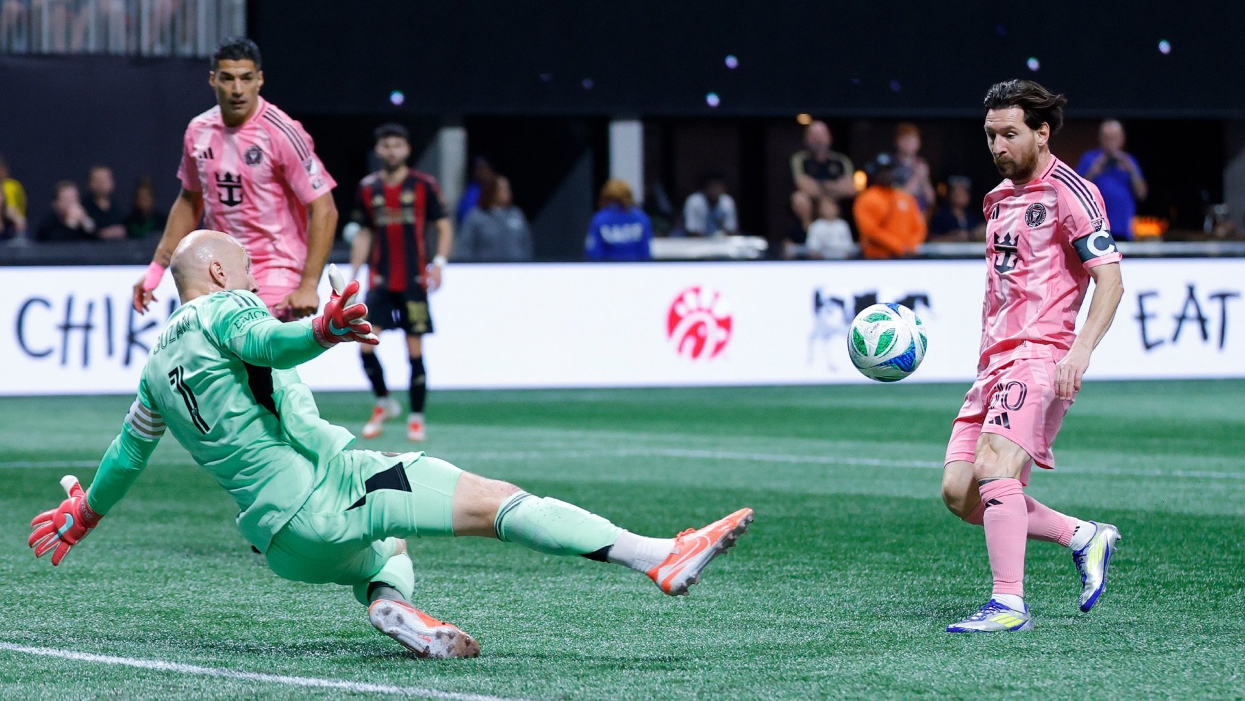 Leo Messi, en el momento del gol con el Inter Miami. (Getty)