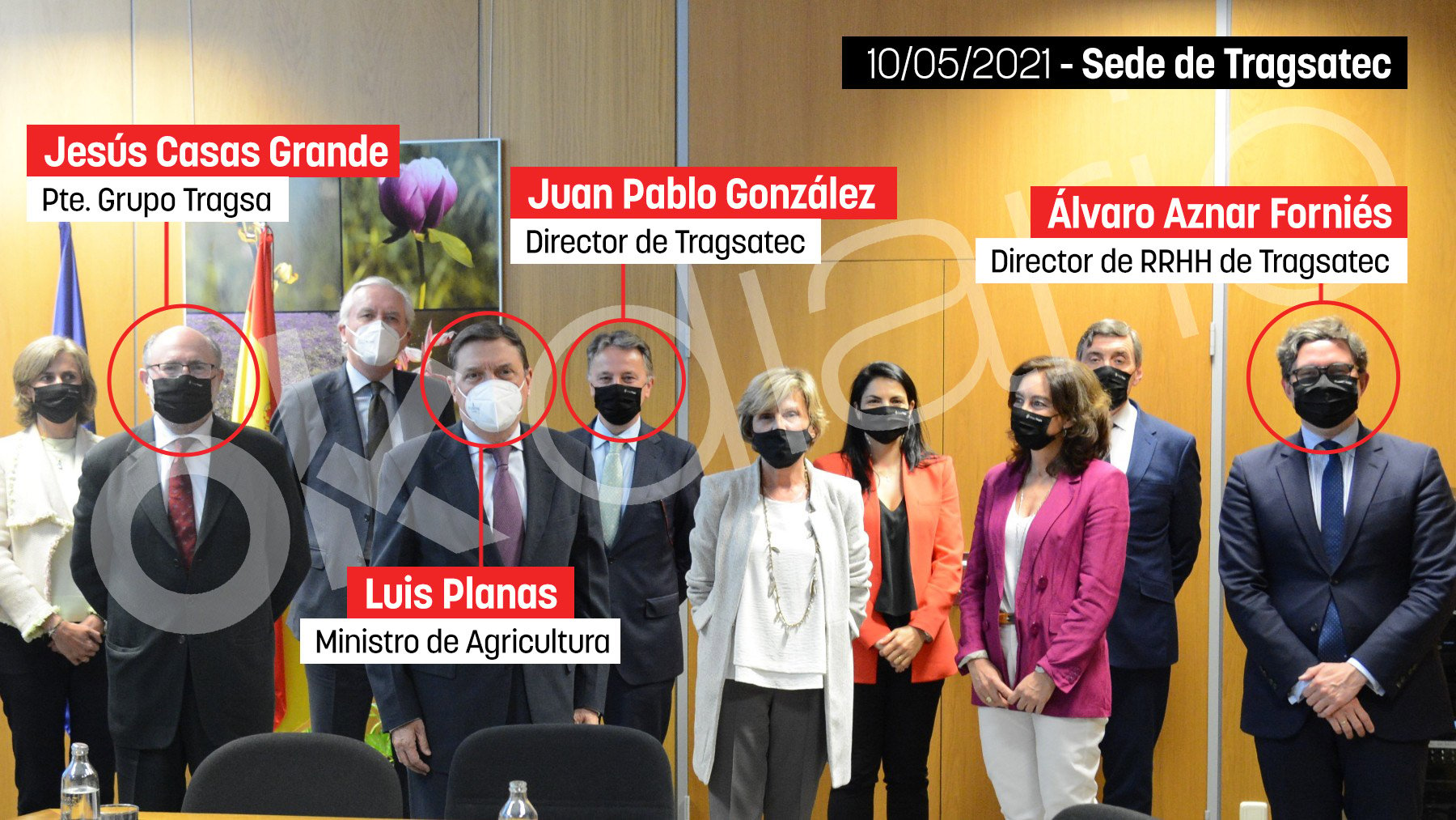 La foto de Planas con los jefes de la empresa pública Tragsatec semanas después de enchufar a Jésica